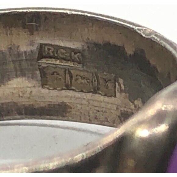 Vintage Sterling Silver Ring 925 Size 6.5 Amethyst Cabochon Band Hallmarked RCK - Picture 8 of 10